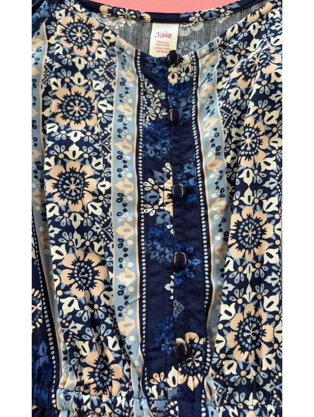 Justice Dress With Shorts.  Blue&Pink Paisley. Elastic Neck&Waist. Size 10. NWT